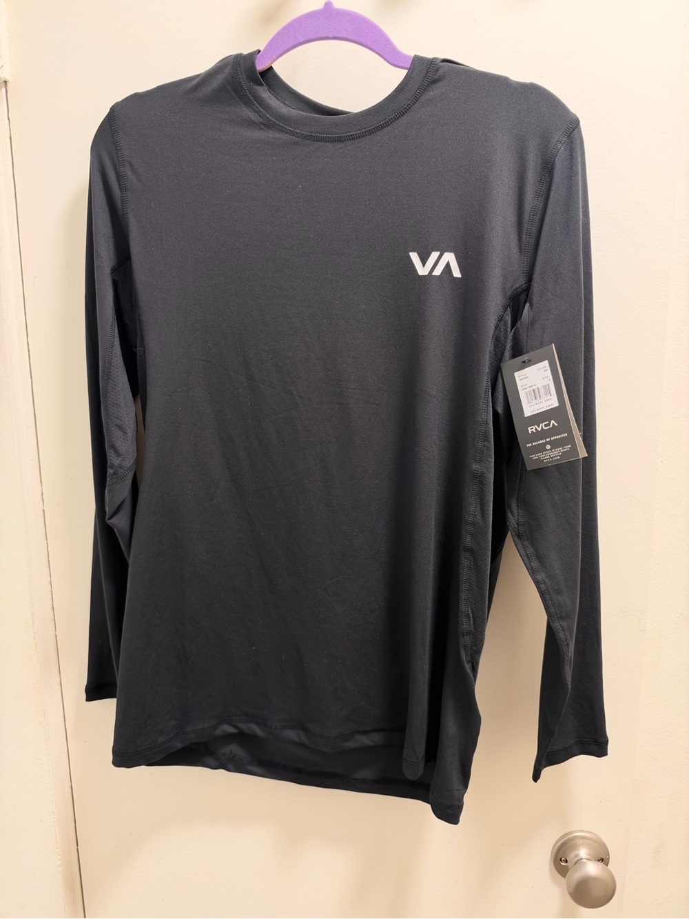 RVCA Black Long Sleeve VA Logo Performance Shirt